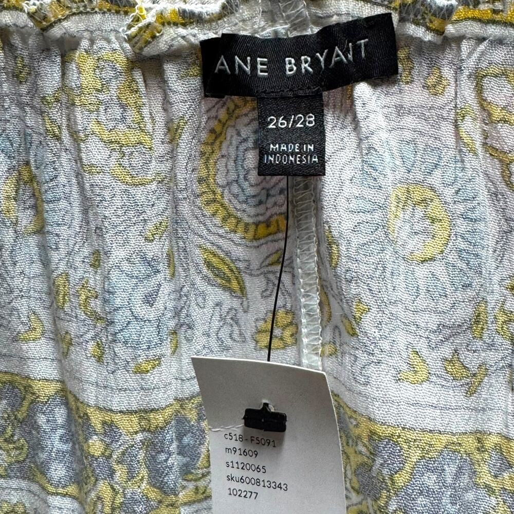 Lane Bryant Off The Shoulder Floral Print Top Yellow Blue Gray 26/28 - Picture 5 of 6
